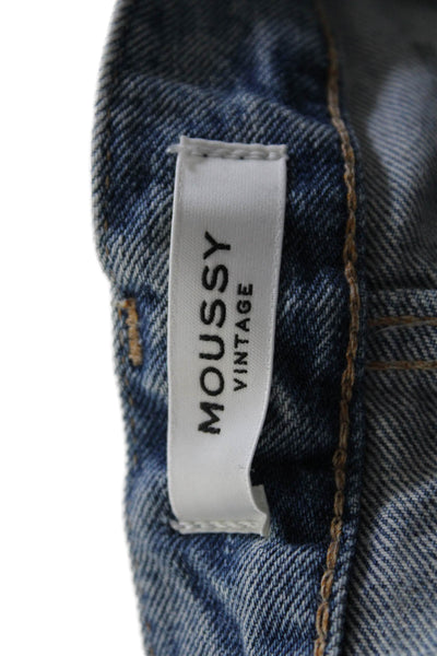 Moussy Womens High Rise Button Fly Straight Leg Distressed Jeans Blue Size 26