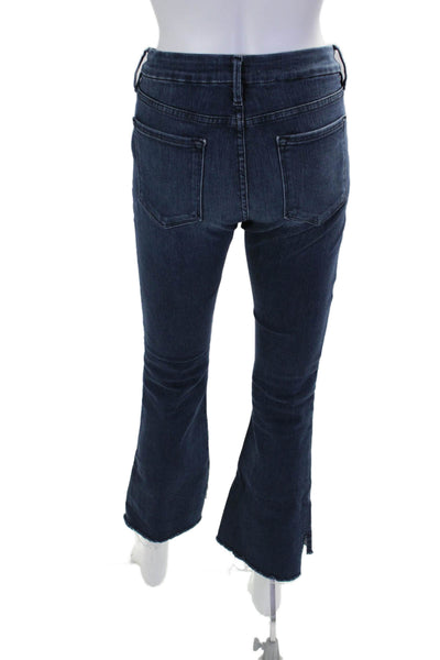 Frame Womens Cotton Zip Button Cropped Boot Cut Leg Denim Jeans Blue Size EUR 28