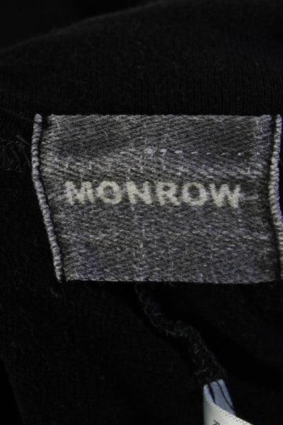 Monrow Womens Mid Rise Drawstring Cropped Sweatpants Black Cotton Size Medium