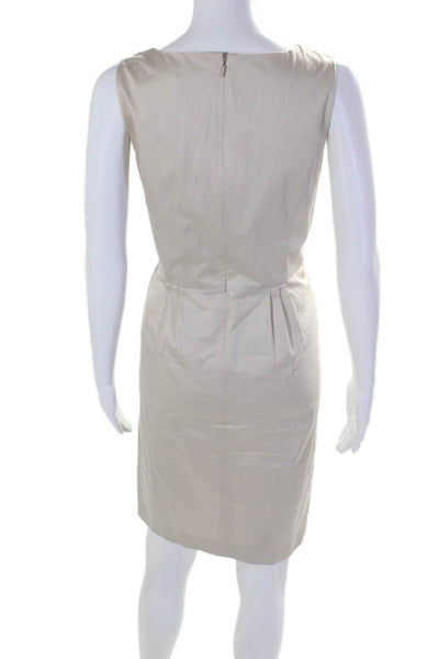 Brooks Brothers Womens Cotton Sleeveless Front Pleated Zipped Dress Beige Size 6