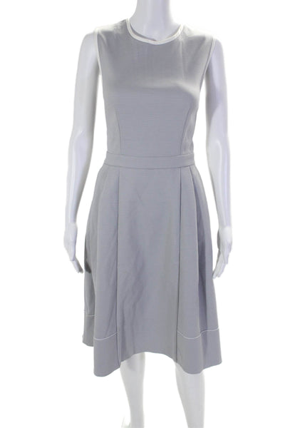 Piazza Sempione Womens Textured Ribbed Pocketed Front Pleated Dress Gray Size 44