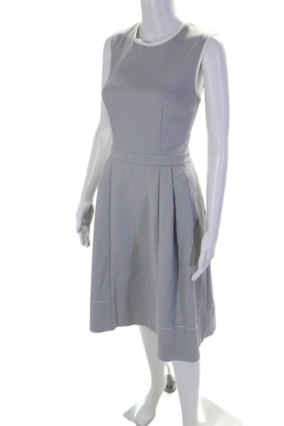 Piazza Sempione Womens Textured Ribbed Pocketed Front Pleated Dress Gray Size 44