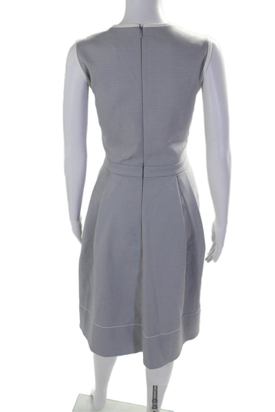 Piazza Sempione Womens Textured Ribbed Pocketed Front Pleated Dress Gray Size 44