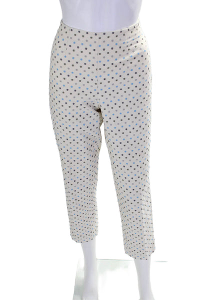 Piazza Sempione Womens Cotton Polka Dotted Straight Leg Zip Pants Beige Size 44