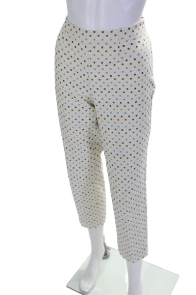 Piazza Sempione Womens Cotton Polka Dotted Straight Leg Zip Pants Beige Size 44