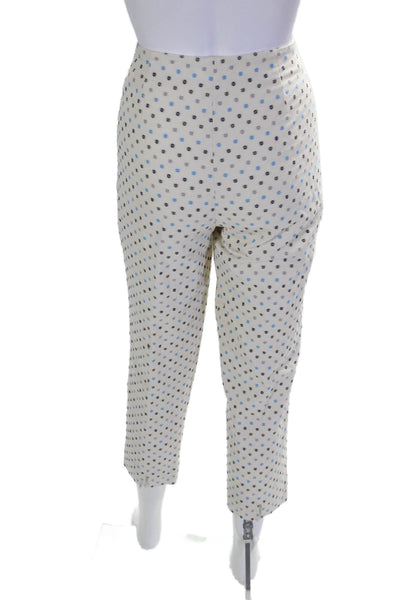 Piazza Sempione Womens Cotton Polka Dotted Straight Leg Zip Pants Beige Size 44