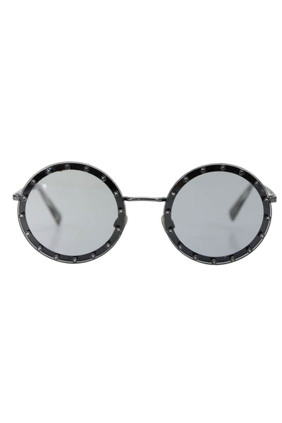 Valentino Womens Metallic Dark Gray VA 2010-B 52mm 18mm 135mm Round Sunglasses