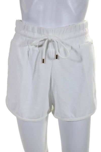 Melissa Odabash Womens White Cotton Terry Drawstring High Rise Shorts Size S