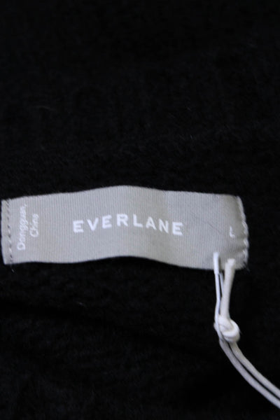 Everlane Womens Wool Blend Knit Round Neck Pullover Sweater Top Black Size L