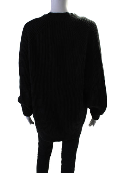 Everlane Womens Wool Knit V-Neck Button Up Cardigan Sweater Top Black Size M