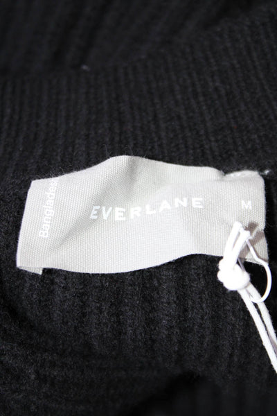 Everlane Womens Wool Knit V-Neck Button Up Cardigan Sweater Top Black Size M
