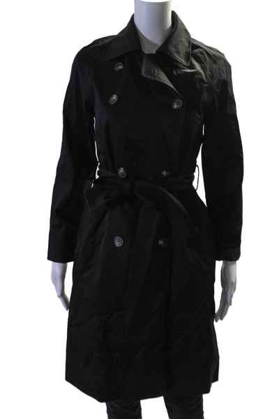 Everlane Womens Cotton Collared Belted 2 Pocket Button Up Jacket Black Size XXS