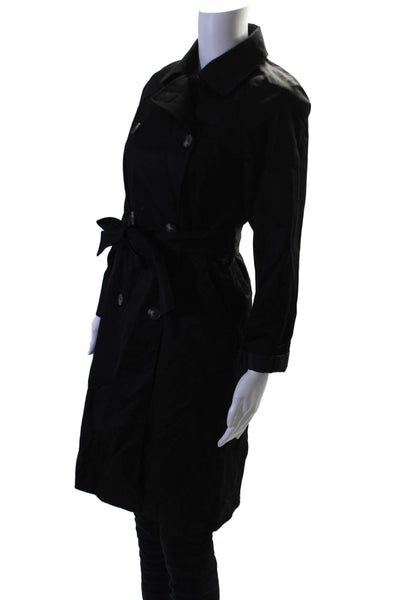 Everlane Womens Cotton Collared Belted 2 Pocket Button Up Jacket Black Size XXS