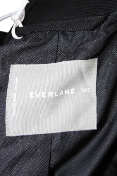 Everlane Womens Cotton Collared Belted 2 Pocket Button Up Jacket Black Size XXS