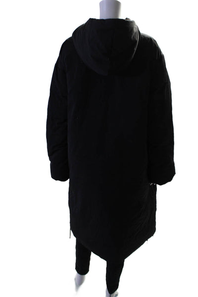 Everlane Womens Hooded Two Pocket Long Sleeve Zip Up Longline Coat Black Size XL