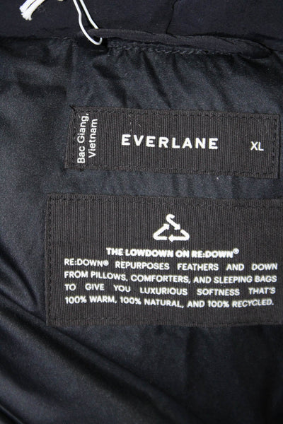 Everlane Womens Hooded Two Pocket Long Sleeve Zip Up Longline Coat Black Size XL