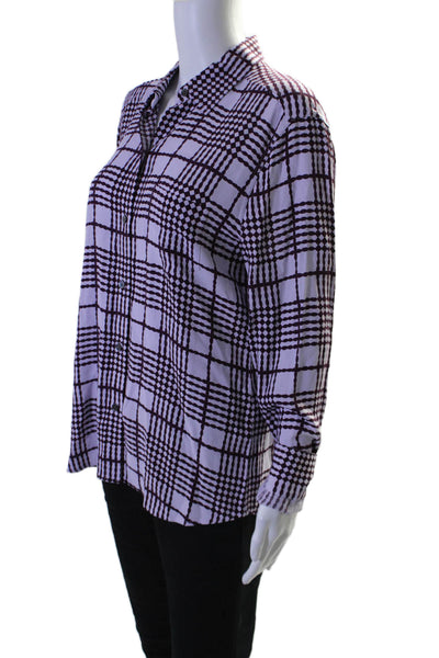 Equipment Femme Womens Button Front Collared Plaid Shirt Purple Size Medium