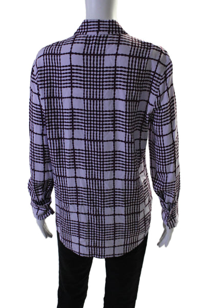 Equipment Femme Womens Button Front Collared Plaid Shirt Purple Size Medium