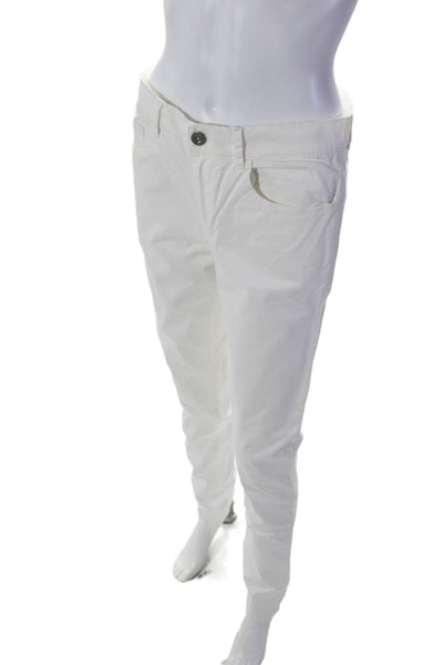 Parke & Ronen Womens Zip Button Skinny Leg Casual Pants White Size EUR 30