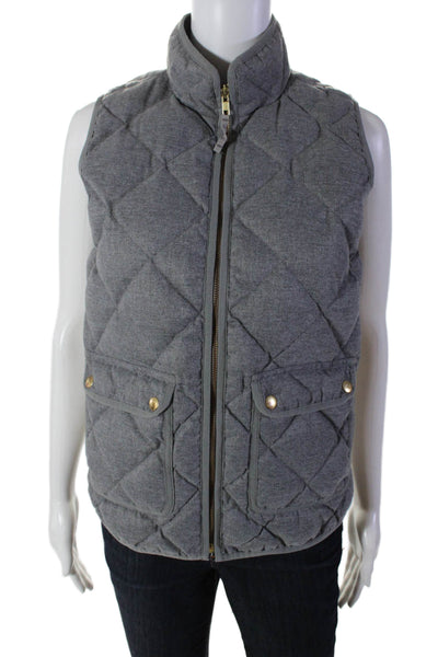 J Crew Womens Quilted Textured Mock Neck Full Zip Vest Jacket Gray Size XS