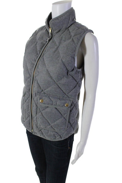 J Crew Womens Quilted Textured Mock Neck Full Zip Vest Jacket Gray Size XS