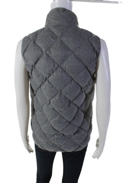 J Crew Womens Quilted Textured Mock Neck Full Zip Vest Jacket Gray Size XS