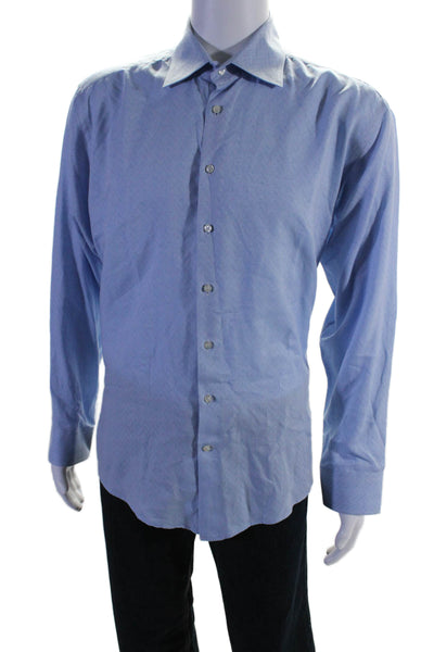 Etro Men's Long Sleeves Collared Button Down Shirt Blue Size M