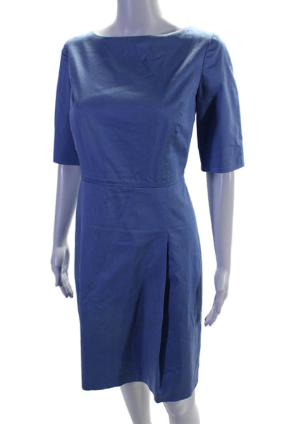 346 Brooks Brothers Women's Short Sleeves Pleated Bottom Midi Dress Blue Size 10