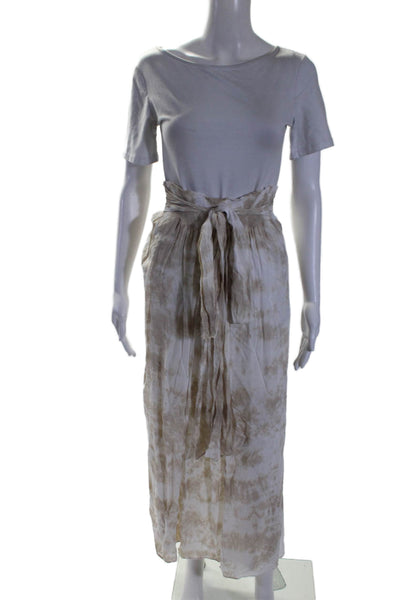 Tiare Hawaii Womens Tie Dye Print A Line Maxi Skirt Beige White Size One Size