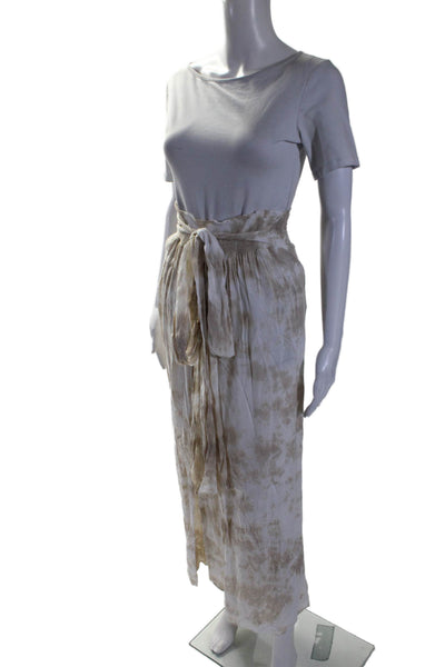 Tiare Hawaii Womens Tie Dye Print A Line Maxi Skirt Beige White Size One Size