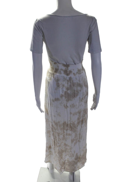 Tiare Hawaii Womens Tie Dye Print A Line Maxi Skirt Beige White Size One Size