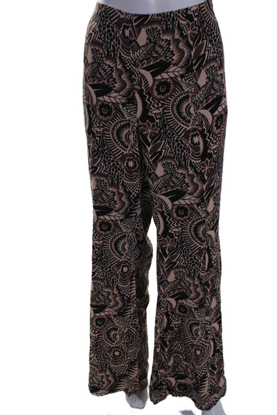 Anthropologie Womens Brown Printed High Waisted Extra Wide Leg Pants Size 14