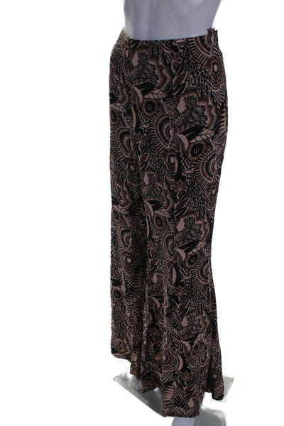 Anthropologie Womens Brown Printed High Waisted Extra Wide Leg Pants Size 14