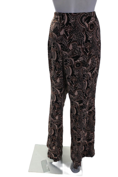 Anthropologie Womens Brown Printed High Waisted Extra Wide Leg Pants Size 14