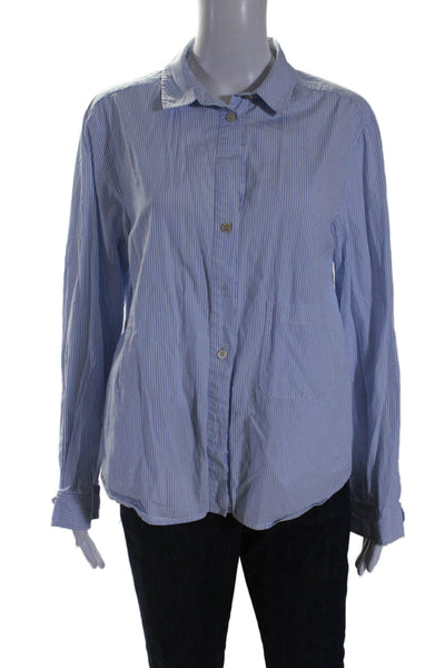 Marc By Marc Jacobs Womens Cotton Blue Striped Long Sleeve Shirt Size L