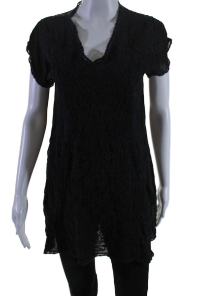 Johnny Was Women's V-Neck Sleeveless Embroidered Tunic Blouse Black Size XS