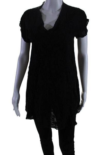 Johnny Was Women's V-Neck Sleeveless Embroidered Tunic Blouse Black Size XS