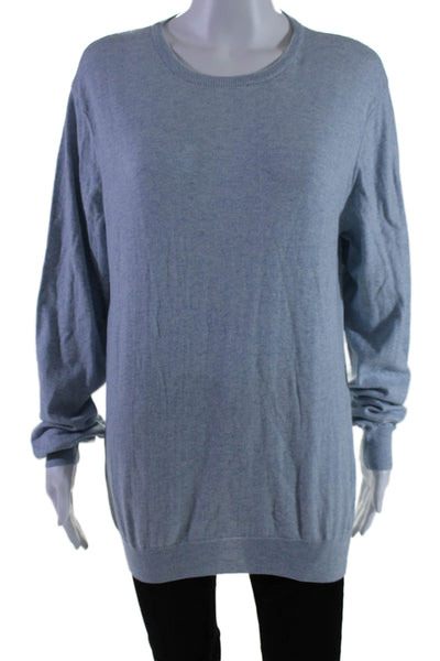 Bugatchi Women's Round Neck Long Sleeves Pullover Sweater Blue Size L