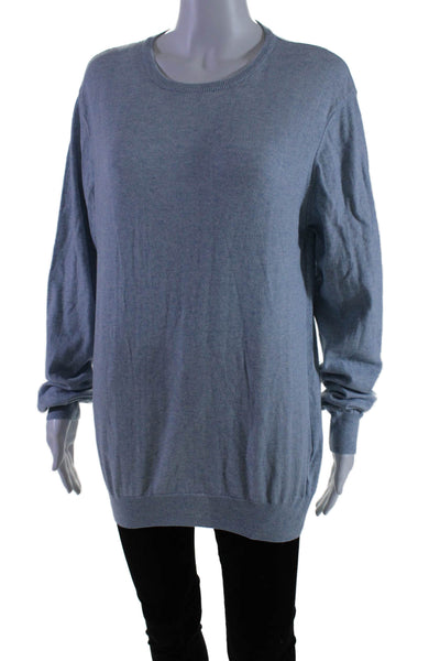 Bugatchi Women's Round Neck Long Sleeves Pullover Sweater Blue Size L