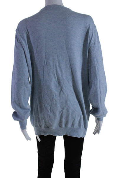 Bugatchi Women's Round Neck Long Sleeves Pullover Sweater Blue Size L