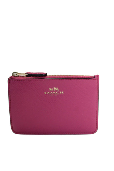 Coach Womens Hot Pink Leather Zip Key Chain Wallet