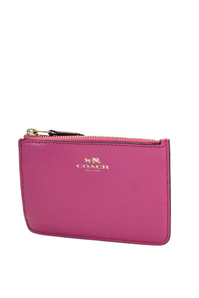 Coach Womens Hot Pink Leather Zip Key Chain Wallet