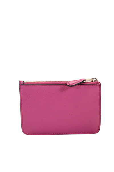 Coach Womens Hot Pink Leather Zip Key Chain Wallet