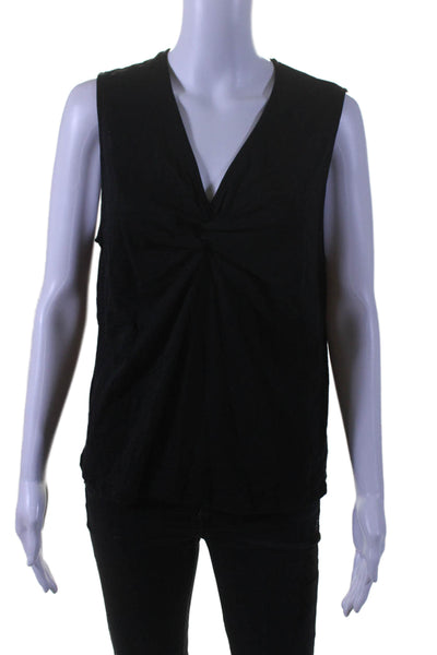 Goldie Womens Sleeveless V Neck Pullover Tank Top Black Cotton Size Large