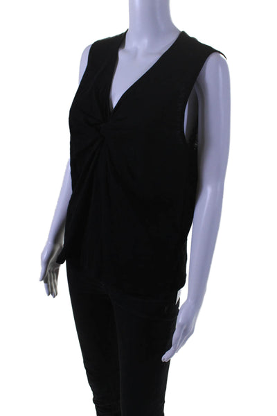 Goldie Womens Sleeveless V Neck Pullover Tank Top Black Cotton Size Large