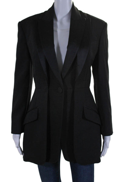 Alexander McQueen Womens Wool Black One Button Long Sleeve Blazer Jacket Size 42