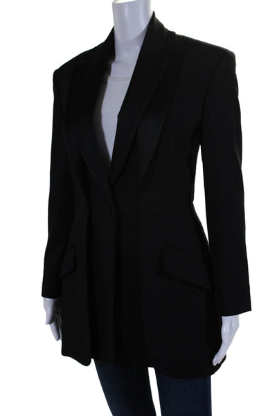 Alexander McQueen Womens Wool Black One Button Long Sleeve Blazer Jacket Size 42