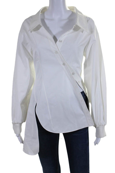 Alexander McQueen Womens Cotton White Asymmetric Button Down Shirt Size 40