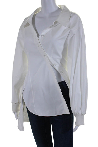 Alexander McQueen Womens Cotton White Asymmetric Button Down Shirt Size 40