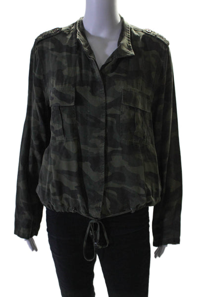 Rails Womens Button Front Long Sleeve Camouflage Jacket Green Size Medium